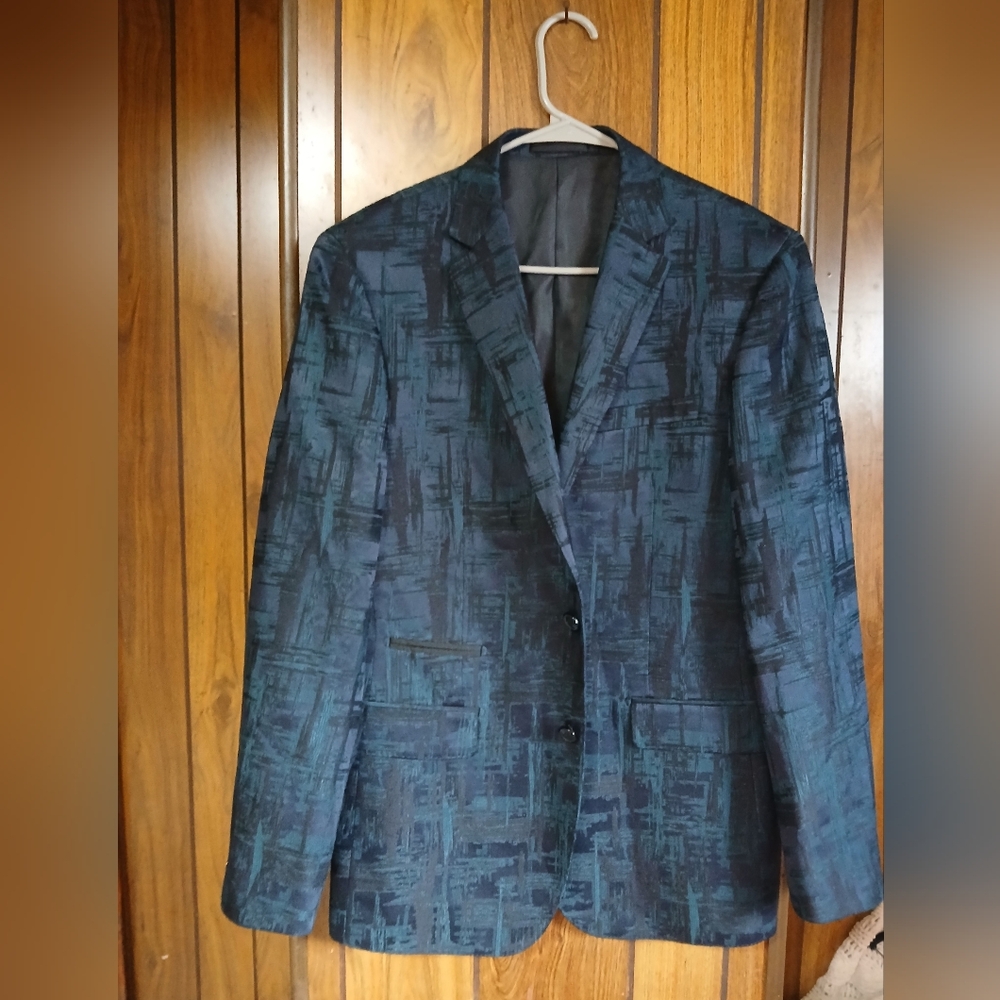 Ted Aria Men's Blue Patterned Blazer